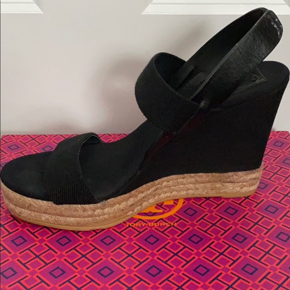 Tory Burch Black Wesge Espadrille